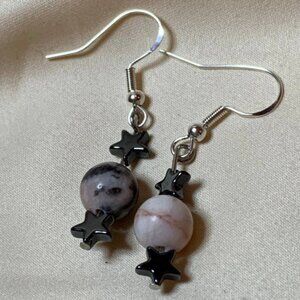 Jasper Moon and Hematite Stars Mix Match Earrings